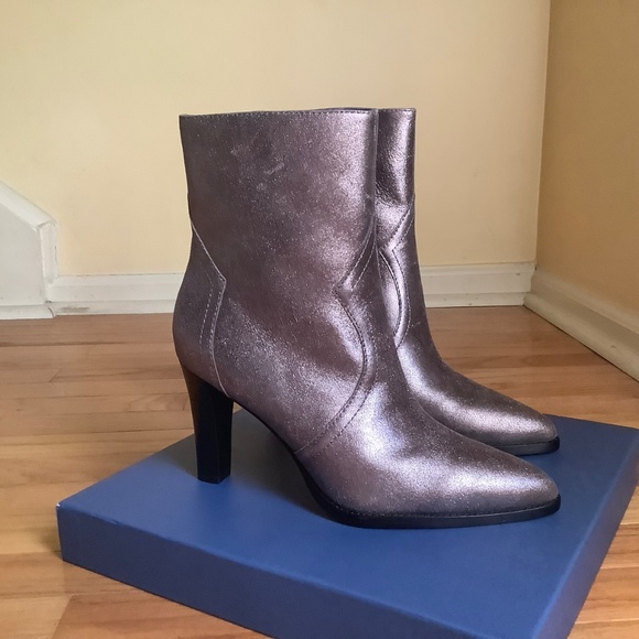PAIGE Pilar Pointed Toe Heeled Bootie Gunmetal SZ 10 - Picture 3 of 16